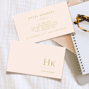 Monogram Chic Blush Pink Gold Simple Elegant Business Card