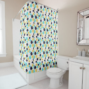 Monogram Chic Floral Pattern Shower Curtain