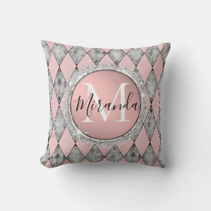 Monogram Chic Harlequin Throw Pillow
