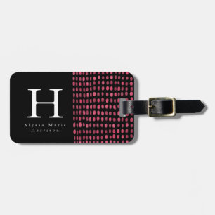 Monogram Chic Modern Black and Pink Luggage Tag