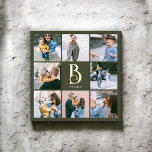 Monogram Chic Multi Photo Boho Green Foil Prints<br><div class="desc">Add a touch of elegance to your home decor with our personalised square foil art print. This exquisite piece features a photo collage of 6 square photos, perfectly arranged to showcase your favourite memories. In the centre of the print, personalise your monogram in a decorative vintage font, rendered in real...</div>