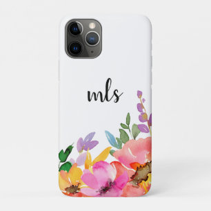 Monogram Chic Pink Watercolor Trendy Floral Case-Mate iPhone Case