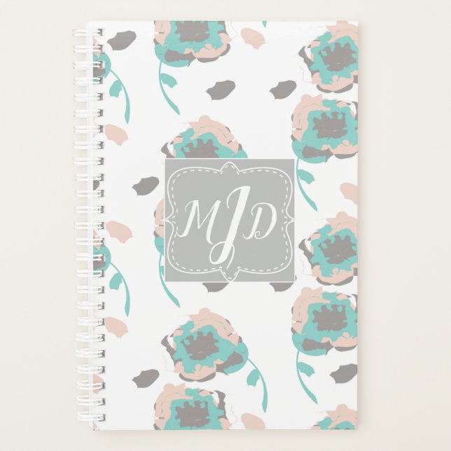 Monogram Chic Rose Floral Planner Design (Front)