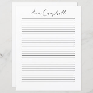 Monogram Chic Script Name Stationery Paper