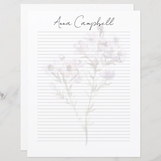 Monogram Chic Script Name Stationery Paper (Front/Back)