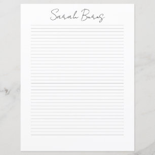 Monogram Chic Script Name Stationery Paper