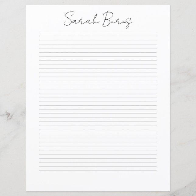 Monogram Chic Script Name Stationery Paper (Front)