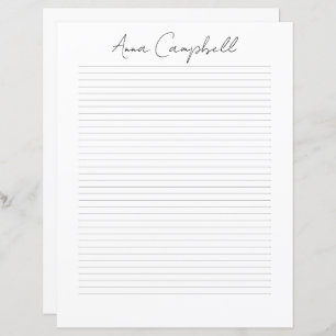 Monogram Chic Script Name Stationery Paper