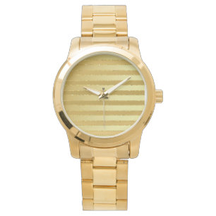 Monogram Chic Striped Gold Glitter Men's Watch