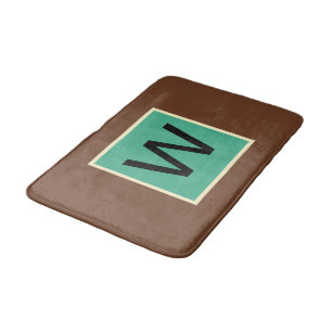 Monogram Chocolate Brown and Dark Mint Bath Mat