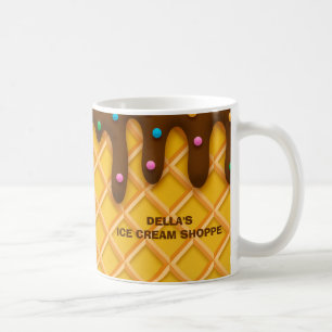 Monogram Chocolate Drip Waffle Sprinkle Ice Cream Coffee Mug