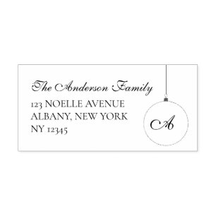 Monogram Christmas Bauble Return Address Self-inking Stamp