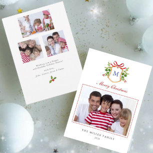 Monogram Christmas card with Multiple photos