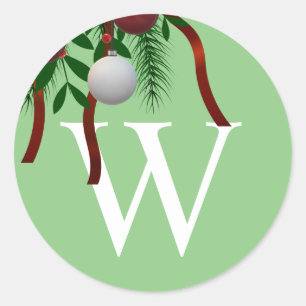 Monogram Christmas Envelope Seal Sticker