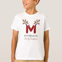 Monogram Christmas Holiday Antlers Matching Family