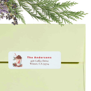 Monogram Christmas Holiday Coffee Address Label