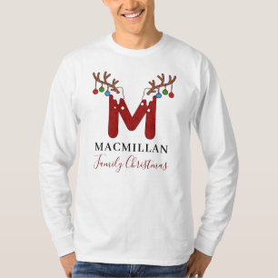 Monogram Christmas Holiday Matching Family Dad T-Shirt