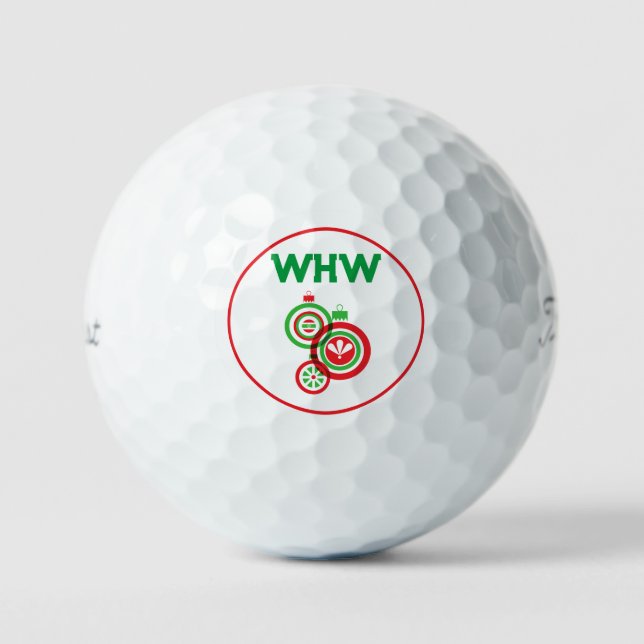 Monogram Christmas Ornament Golf Ball (Front)