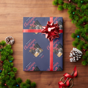 Monogram Christmas Photos, elegant, custom family  Wrapping Paper
