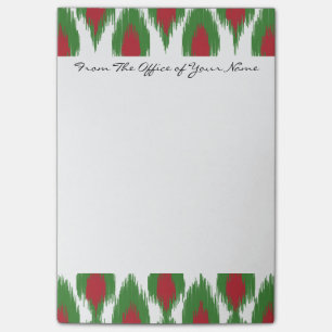 Monogram Christmas Red Green Ikat Diamond Pattern Post-it Notes
