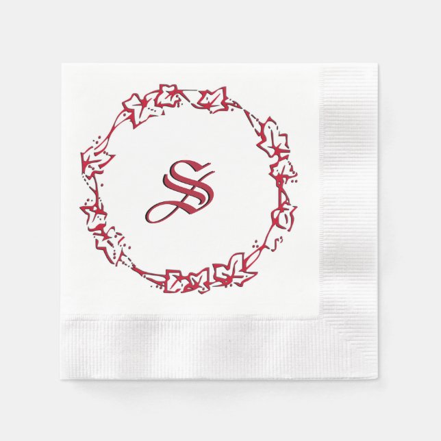 Monogram Christmas Red Napkin (Front)