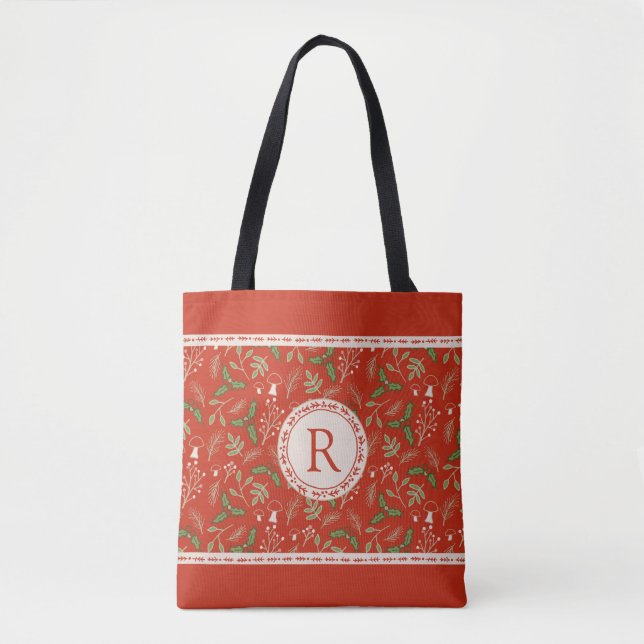 Monogram Christmas Woodlands Tote Bag (Front)