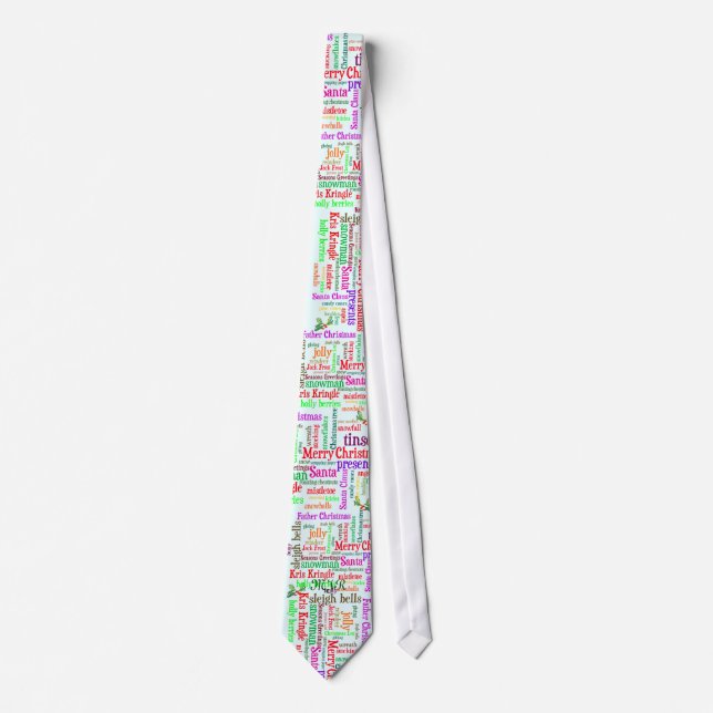 Monogram Christmas word collage Tie (Front)