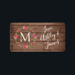 Monogram Christmas Wreath Script Barn Wood Gift  Label<br><div class="desc">Christmas gift sticker with a lovely Christmas poinsettia wreath featuring your monogram and your personal text and family or business name in stylish script and modern typography on a rustic barn wood background. Simply add your message. Exclusively designed for you by Happy Dolphin Studio. If you need any help or...</div>