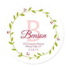 Monogram Christmas Wreath SVG Return Address Seals