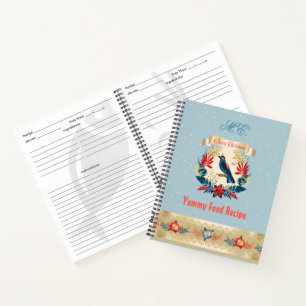 Monogram Christmas Yummy Food Recipe Personalised Notebook