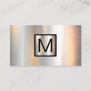 Monogram Chrome Metallic Banner Business Card