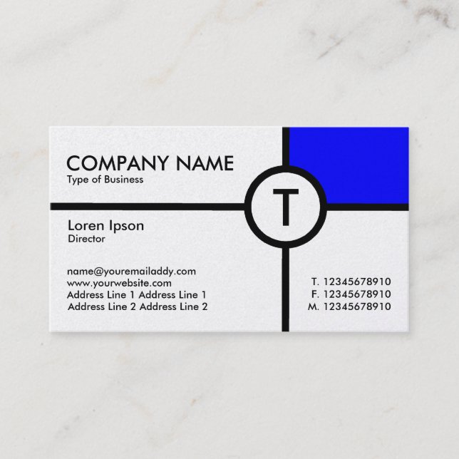 Monogram Circle Cross (Blue) - Platinum Business Card (Front)