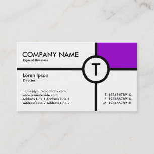 Monogram Circle Cross (Purple) - White Business Card