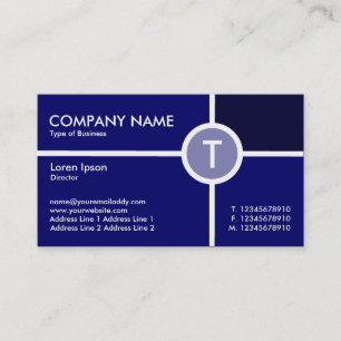 Monogram Circle Cross - Shades of Dark Blue Business Card
