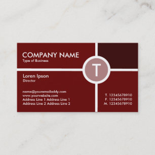 Monogram Circle Cross - Shades of Dark Maroon Business Card