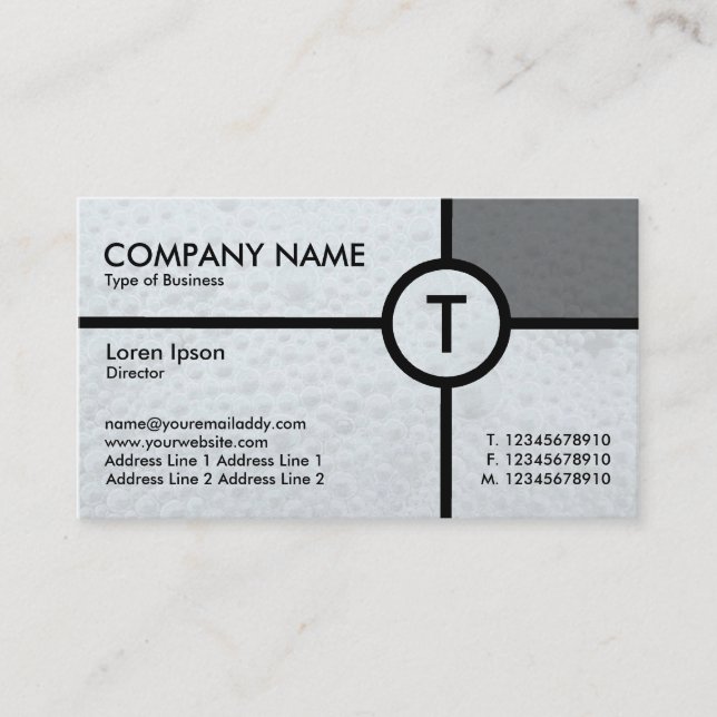 Monogram Circle Cross - White Bubbles Tex Business Card (Front)