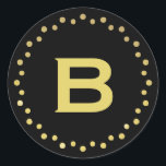 Monogram Circle Dots Sticker Label / Black & Gold<br><div class="desc">Monogram Circle Dots Sticker Label / Black & Gold</div>