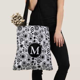 Monogram Circle paisley design Tote Bag