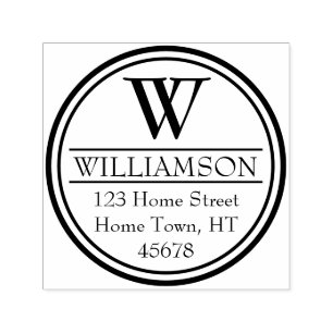 Monogram Circle Return Address Self-inking Stamp