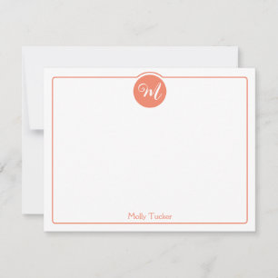 Monogram Circle Trendy Script Girly Card