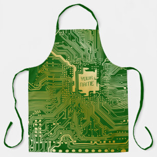 Monogram Circuit Motherboard Electronics Chip Tech Apron