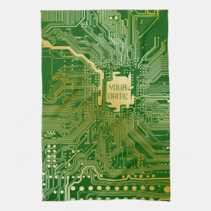 Monogram Circuit Motherboard Electronics Chip Tech Tea Towel