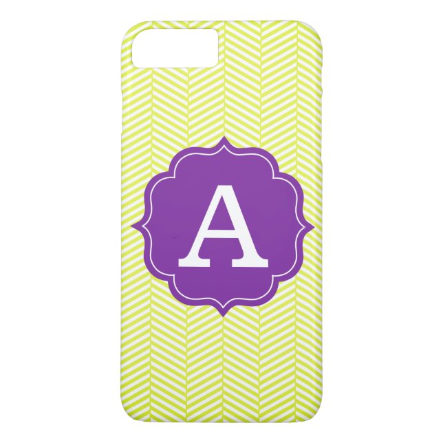 Monogram Citron Chevron with Purple Case-Mate iPhone Case (Back)