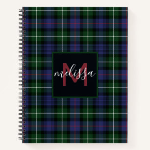 Monogram Clan MacKenzie Tartan Plaid Personalised Notebook