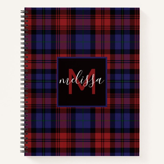 Monogram Clan MacLachlan Tartan Plaid Personalised Notebook (Front)