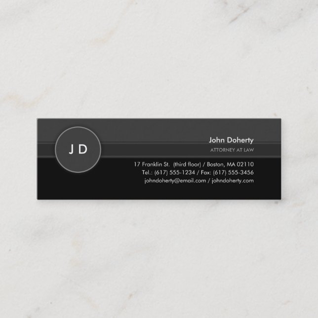 Monogram | Classic Attorney at Law Mini Business Card (Front)