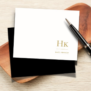 Monogram Classic Black Gold Elegant Social Card