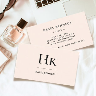 Monogram Classic Blush Pink Gold Simple Elegant Business Card