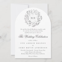 Monogram Classic Botanical Florals Wedding Arch
