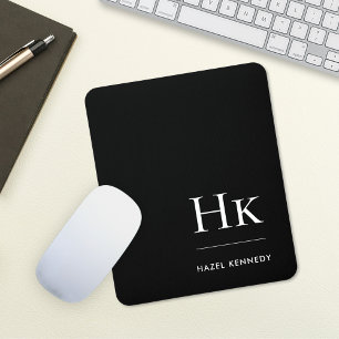 Monogram Classic Elegant Black White Initials Mouse Pad